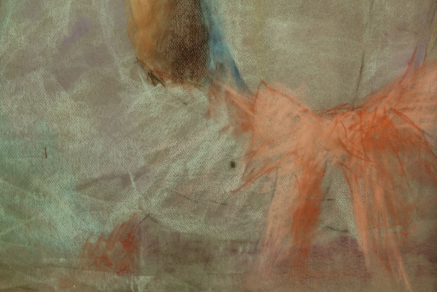 Large Antique "Reflection" Pastel Drawing