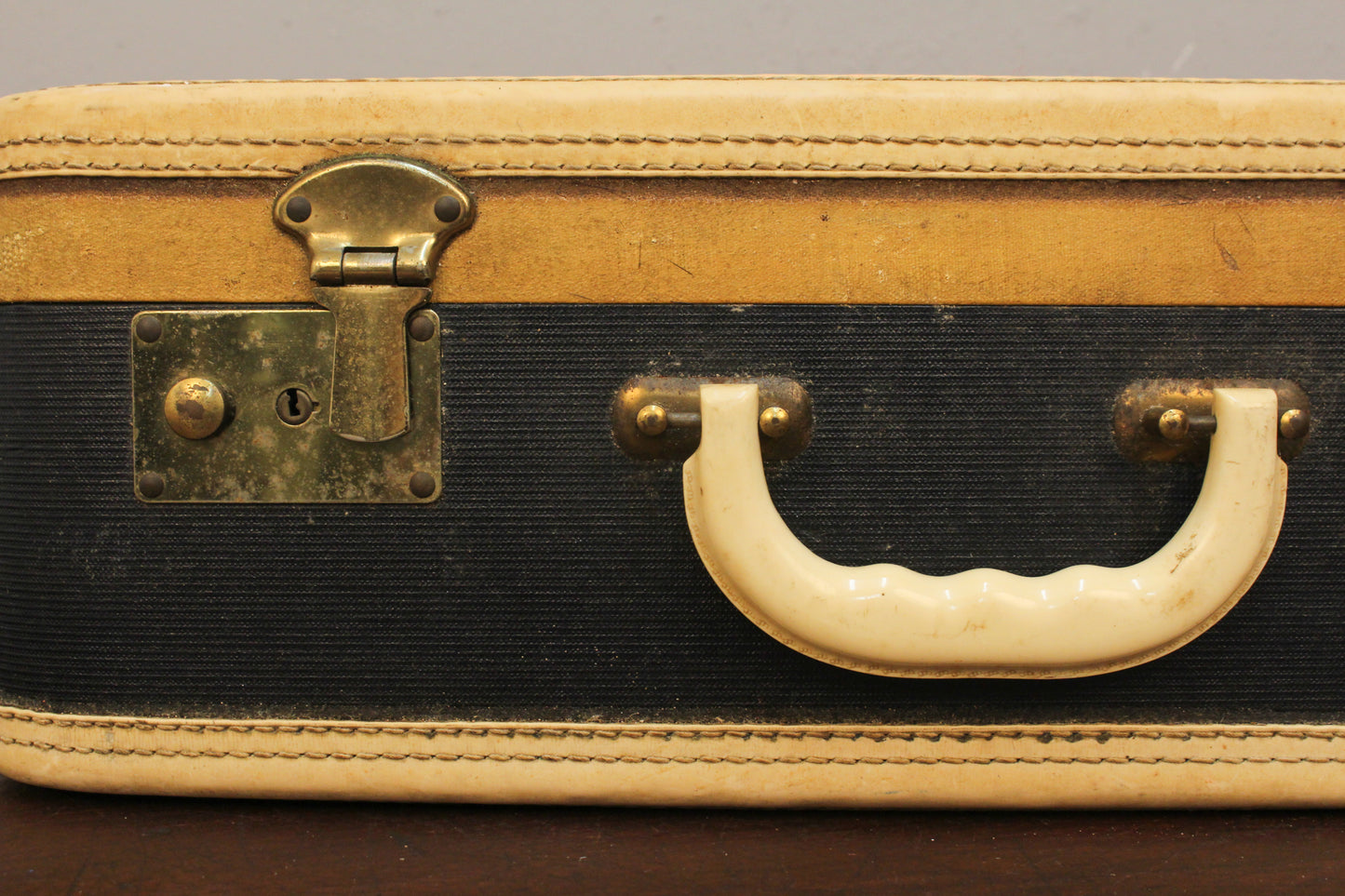 Cream & Navy Suitcase