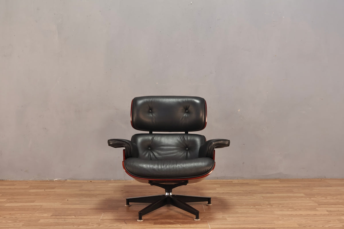 Eames-Style Leather Lounge Chair & Ottoman