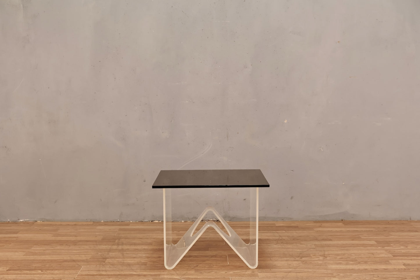 Smoked Glass & Lucite "W" Low Side Table - ONLINE ONLY