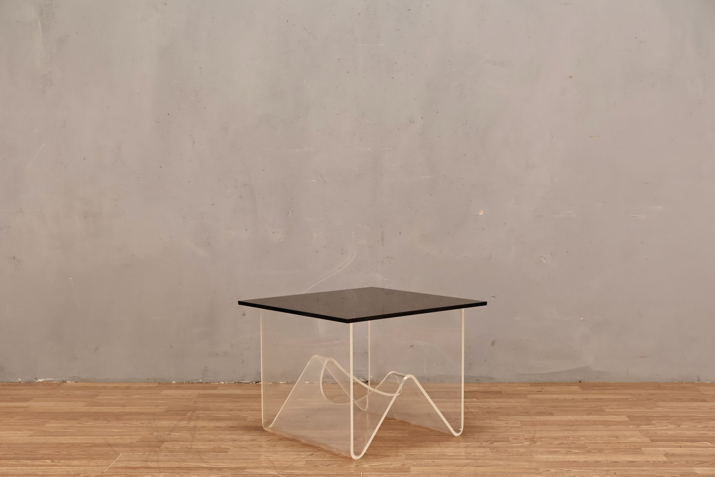 Smoked Glass & Lucite "W" Low Side Table - ONLINE ONLY