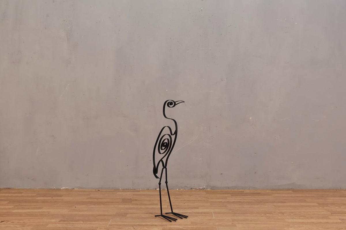 Black Metal Heron Statue