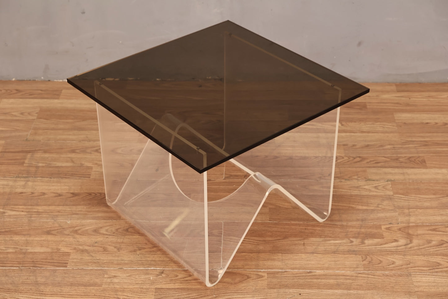 Smoked Glass & Lucite "W" Low Side Table - ONLINE ONLY