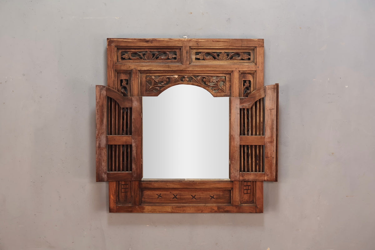 Balinese Carved Shutter-Door Mirror
