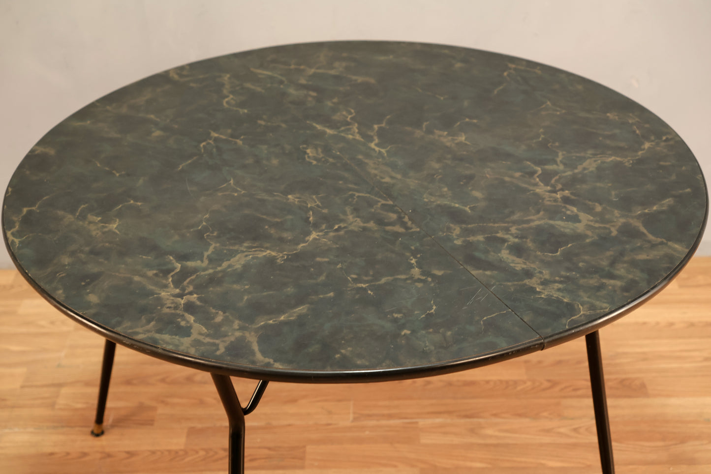 Atomic Round Marbled Laminate Dining Table - ONLINE ONLY