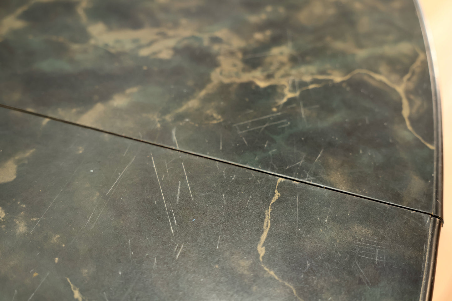 Atomic Round Marbled Laminate Dining Table - ONLINE ONLY