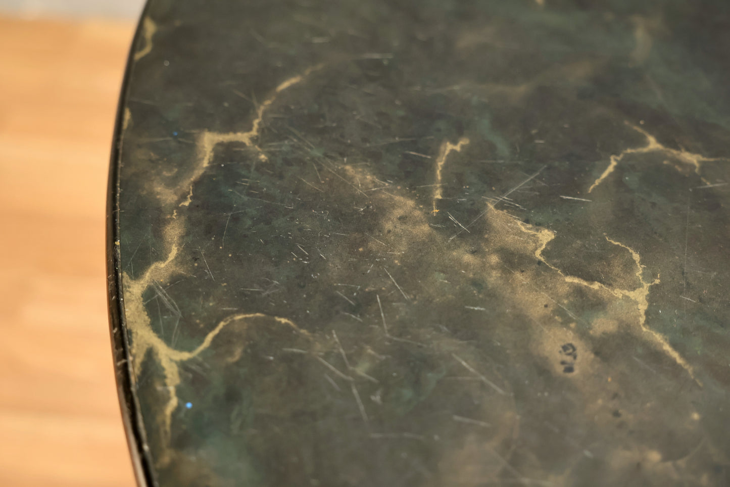 Atomic Round Marbled Laminate Dining Table - ONLINE ONLY