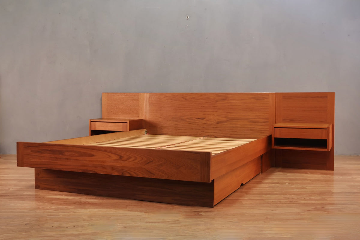 Danish Teak Queen Storage Platform Bed - ONLINE ONLY