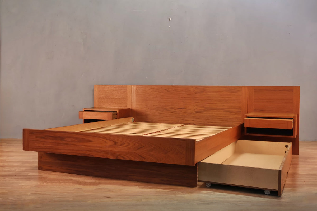 Danish Teak Queen Storage Platform Bed - ONLINE ONLY