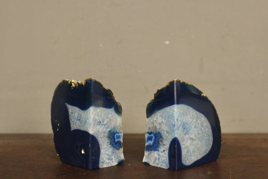 Pair of Blue Geode Bookends