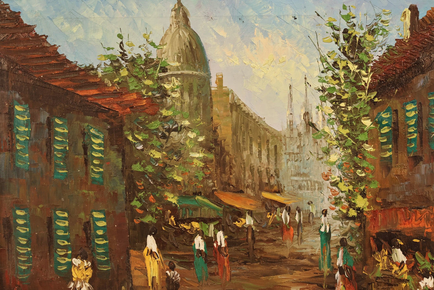 "European Street Market" Oil Painting