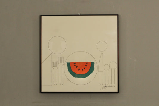 1970s "Watermelon Feast" Watercolor Etching