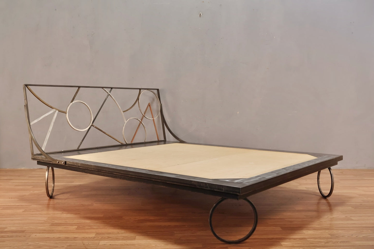 1980s Geometric Steel Queen Bed Frame - ONLINE ONLY
