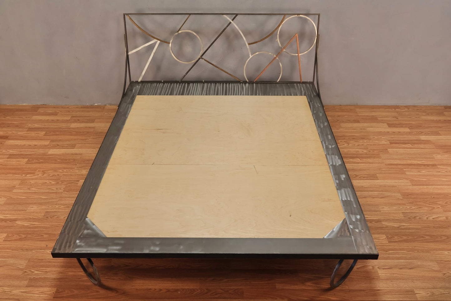 1980s Geometric Steel Queen Bed Frame - ONLINE ONLY