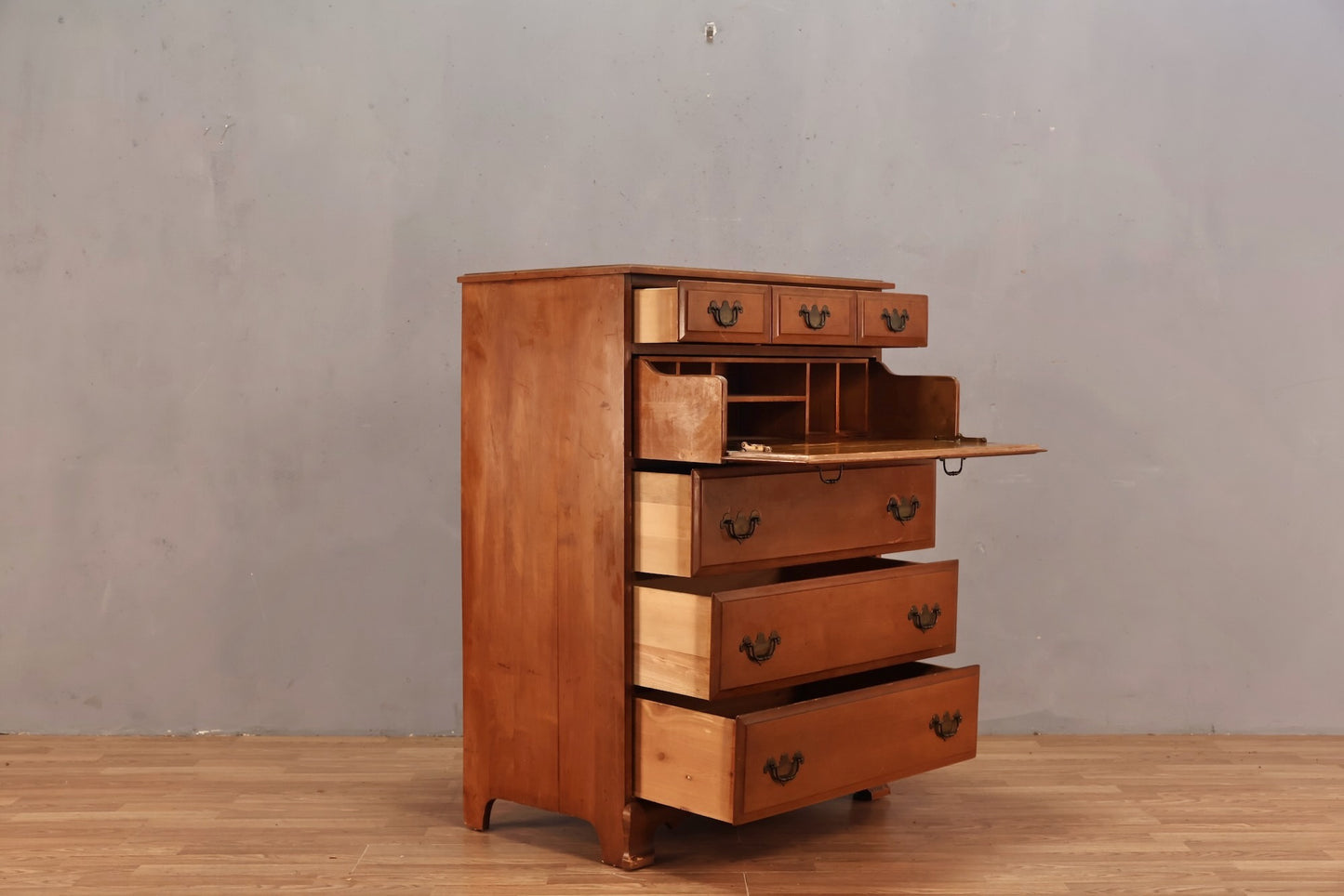 1960s Country Maple Secretary Dresser