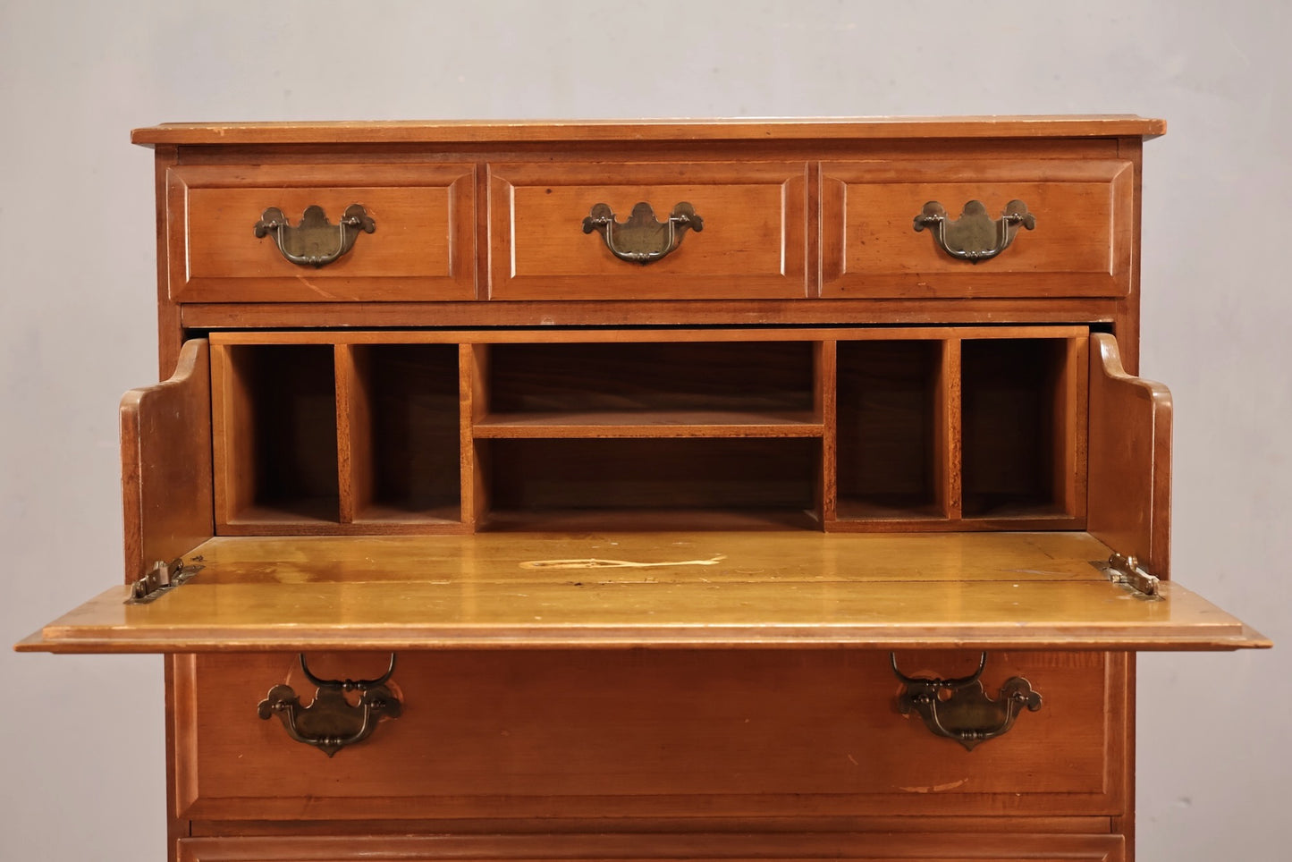1960s Country Maple Secretary Dresser