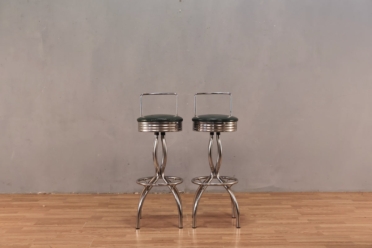 Hourglass Chrome & Green Bar Stool