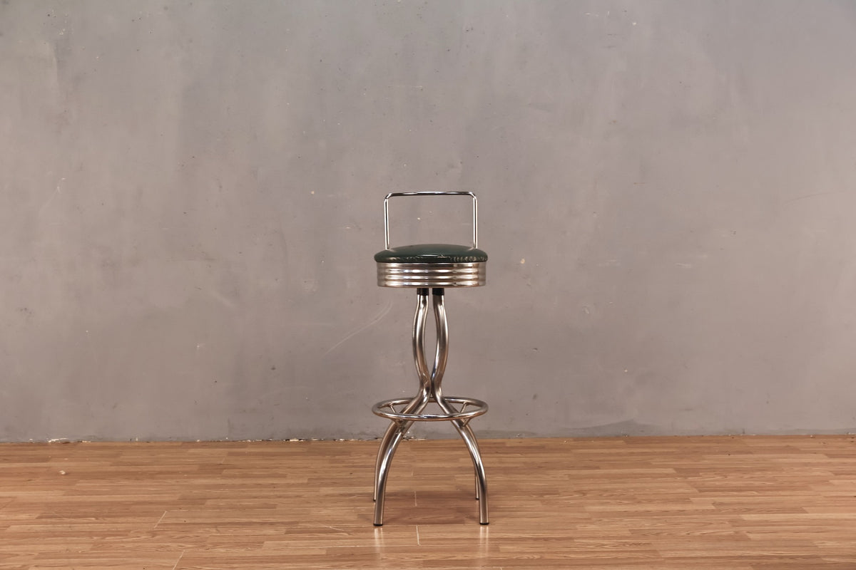 Hourglass Chrome & Green Bar Stool