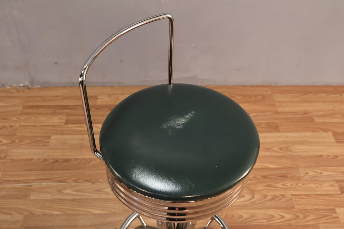 Hourglass Chrome & Green Bar Stool
