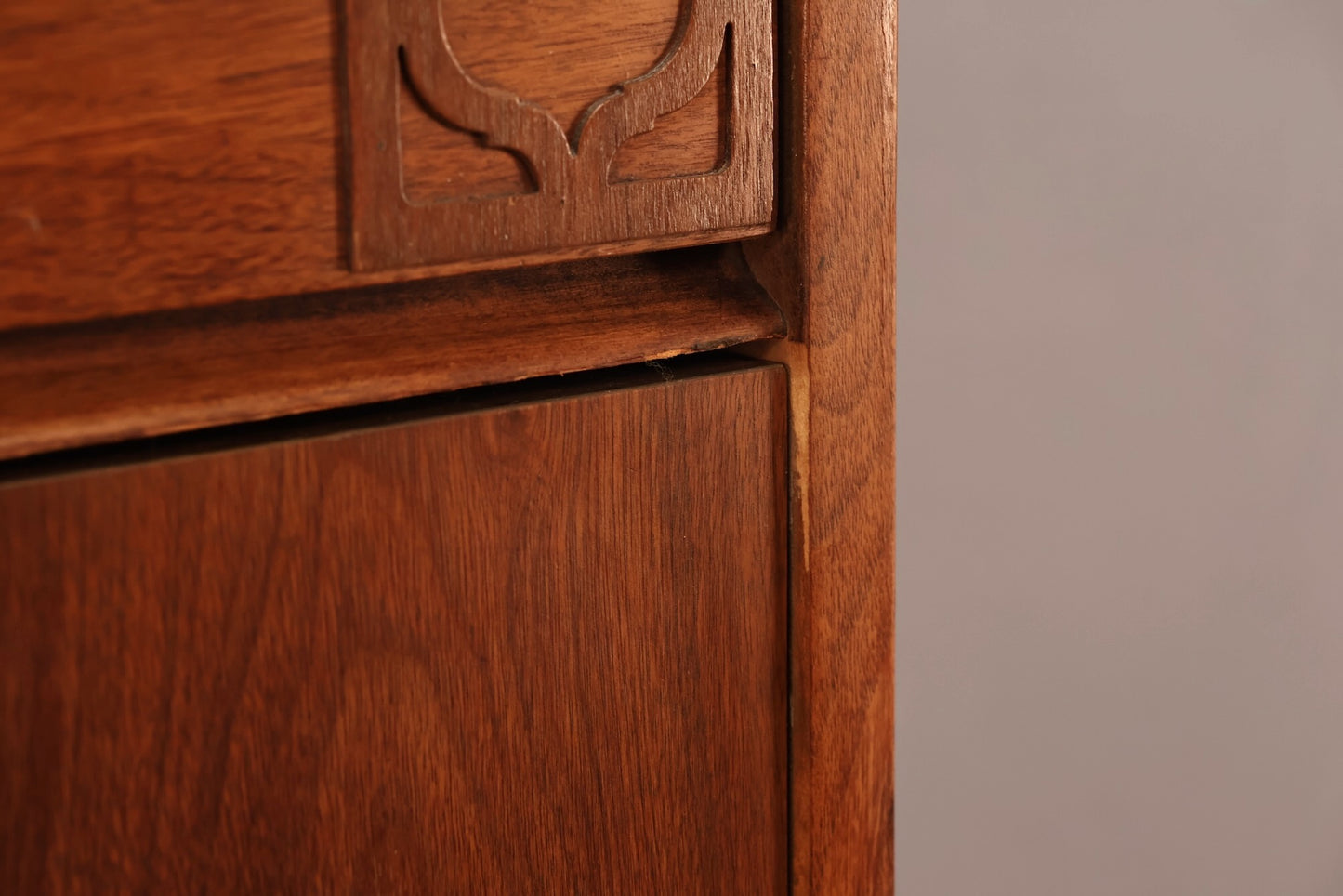 Mid Century Carved Walnut 4-Drawer Highboy - ONLINE ONLY