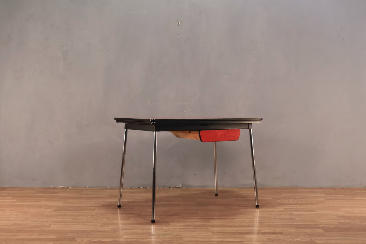 Atomic Red Formica Table with Built-In Leaves