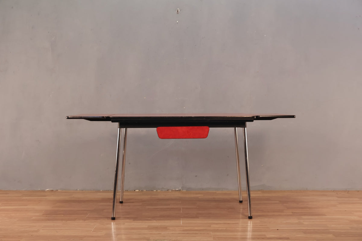 Atomic Red Formica Table with Built-In Leaves