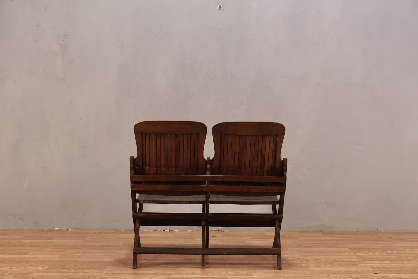 Antique Double Folding Theatre Bench