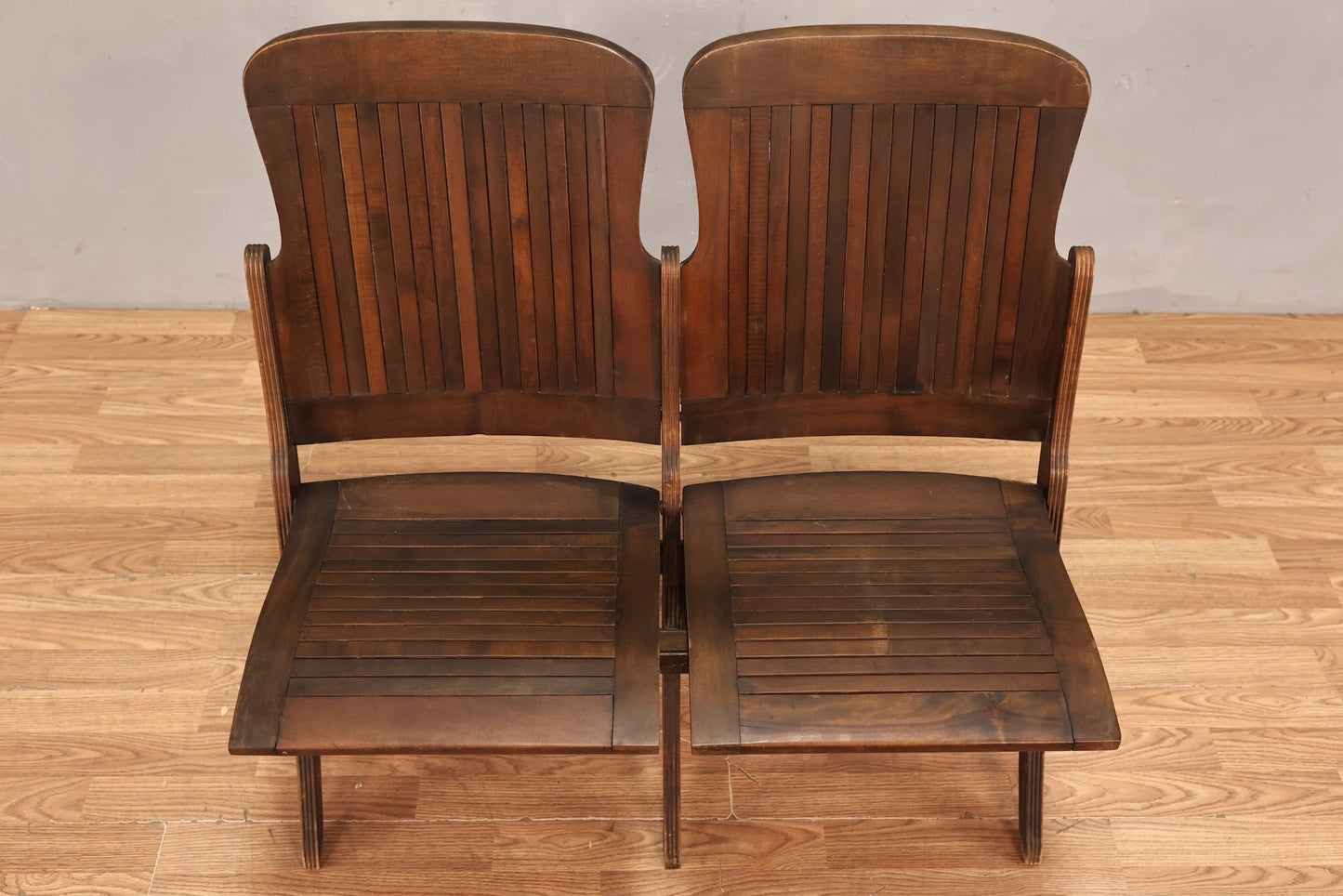 Antique Double Folding Theatre Bench