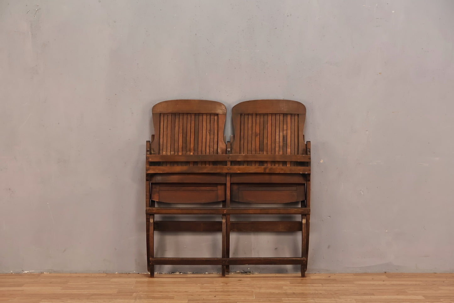 Antique Double Folding Theatre Bench