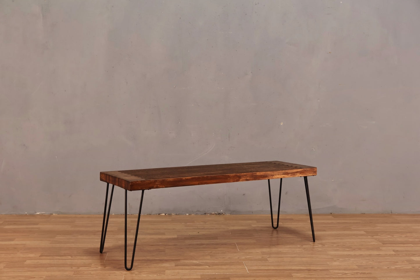 Distressed Wooden Hairpin Coffee Table