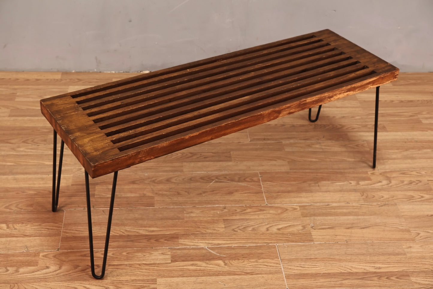 Distressed Wooden Hairpin Coffee Table