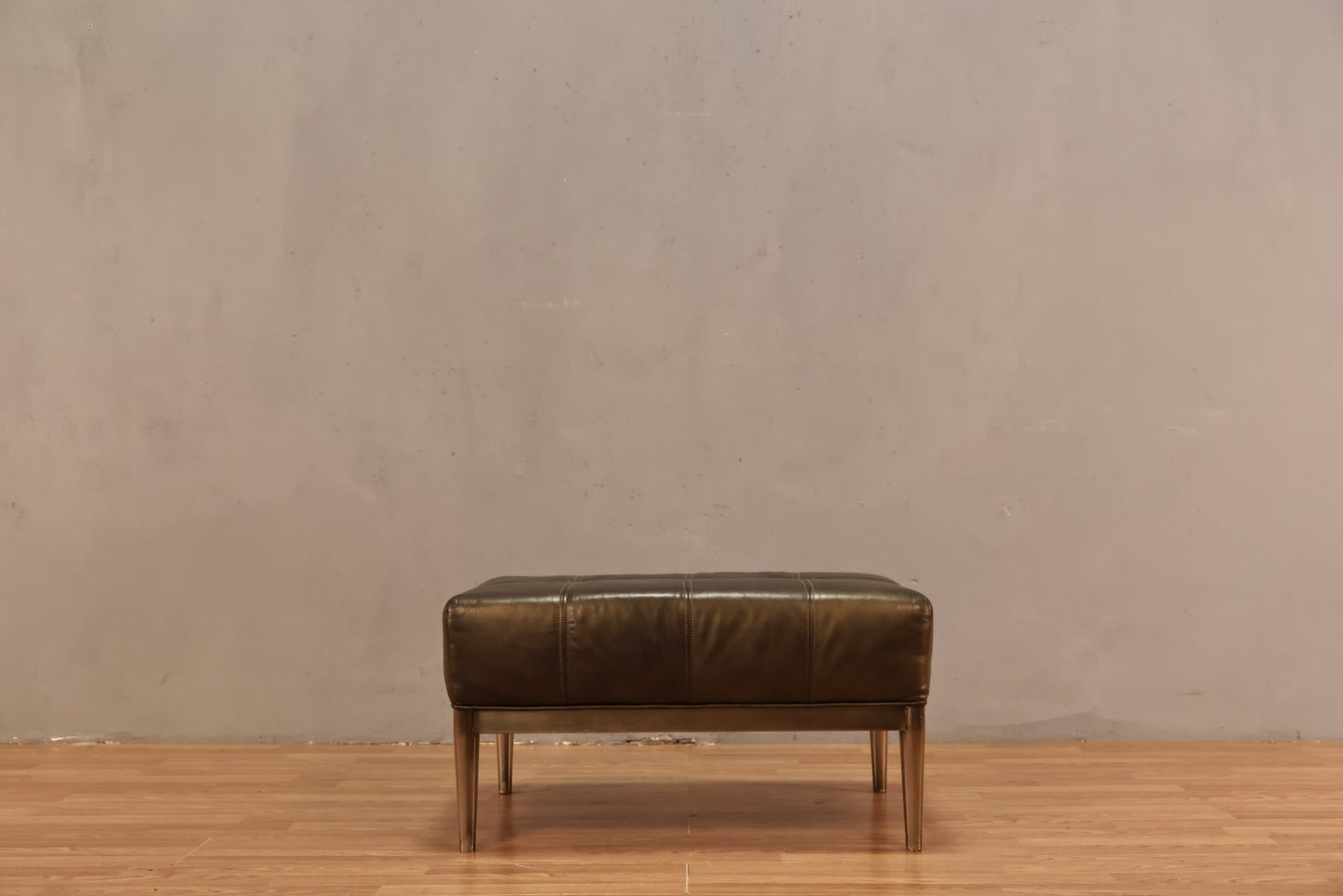 Ethan Allen Graphite Leather Ottoman
