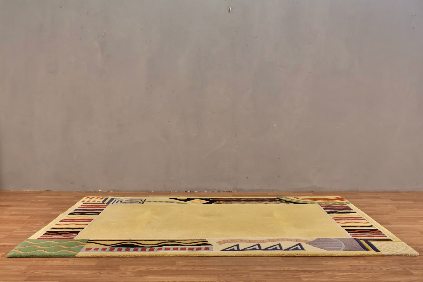 Contemporary Memphis-Style Yellow Wool Rug