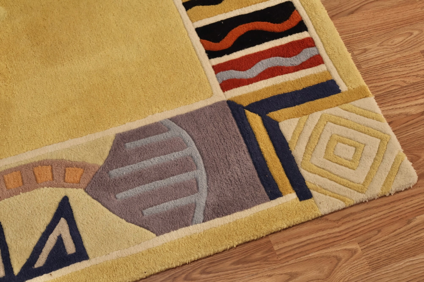 Contemporary Memphis-Style Yellow Wool Rug