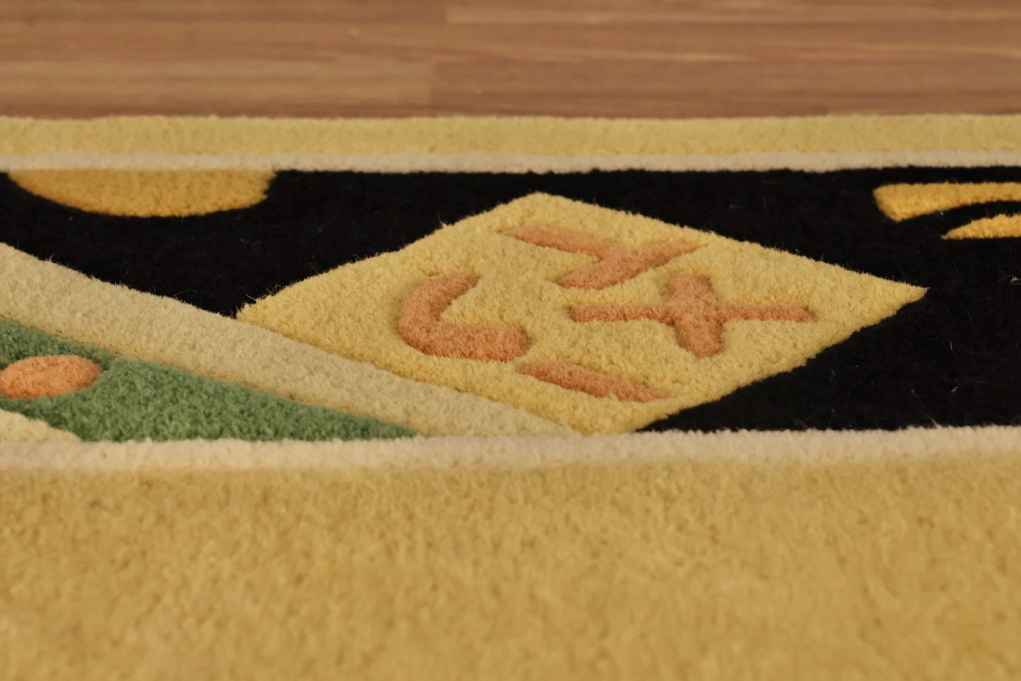 Contemporary Memphis-Style Yellow Wool Rug