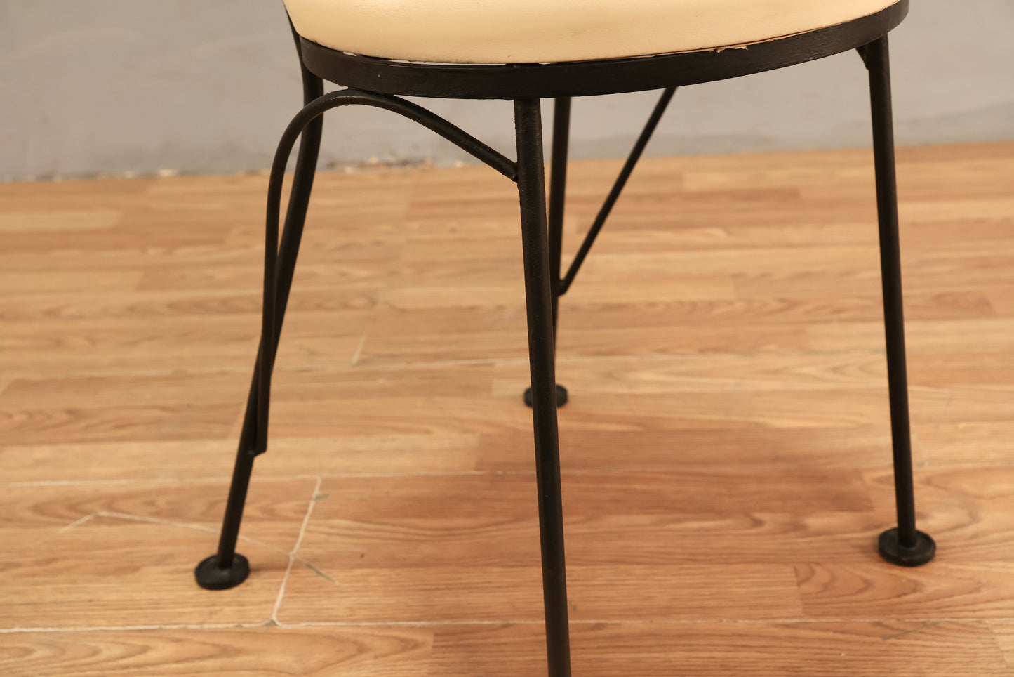 Mid Century Iron & Ivory Vinyl Side Chair
