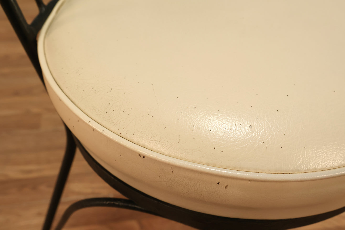 Mid Century Iron & Ivory Vinyl Side Chair