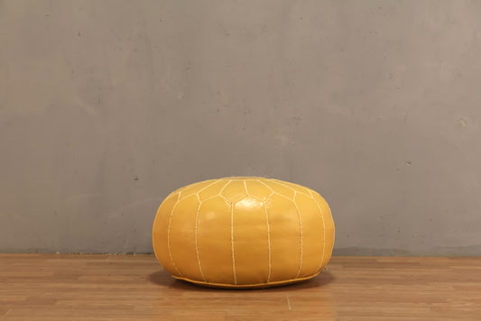 John Derian Moroccan Yellow Leather Pouf