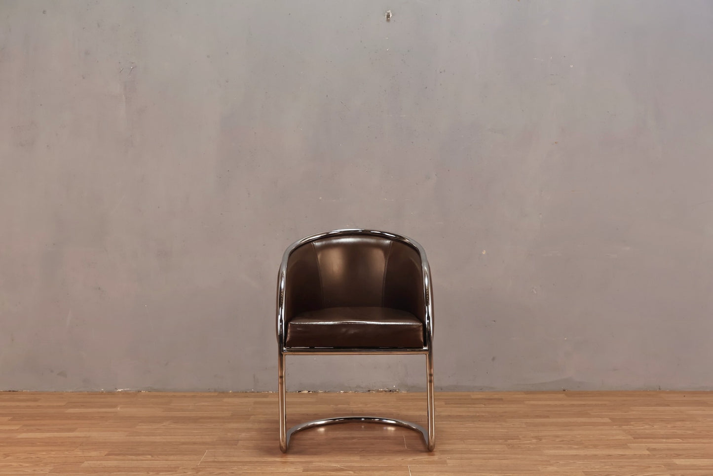 1970s Espresso Vinyl & Chrome Cantilever Chair - ONLINE ONLY