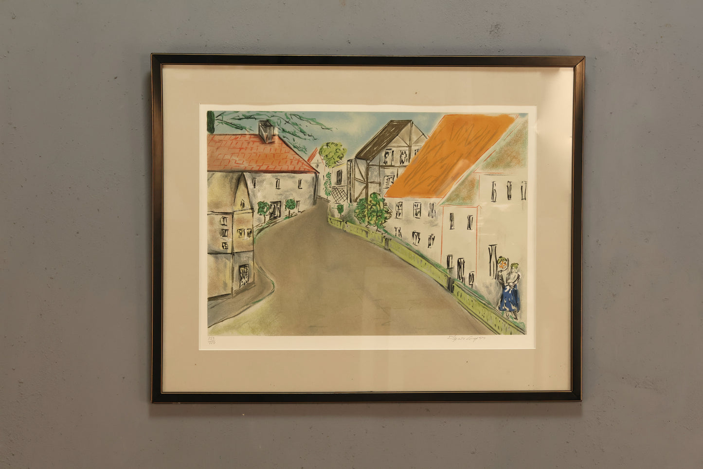 "Village Street" Lithograph