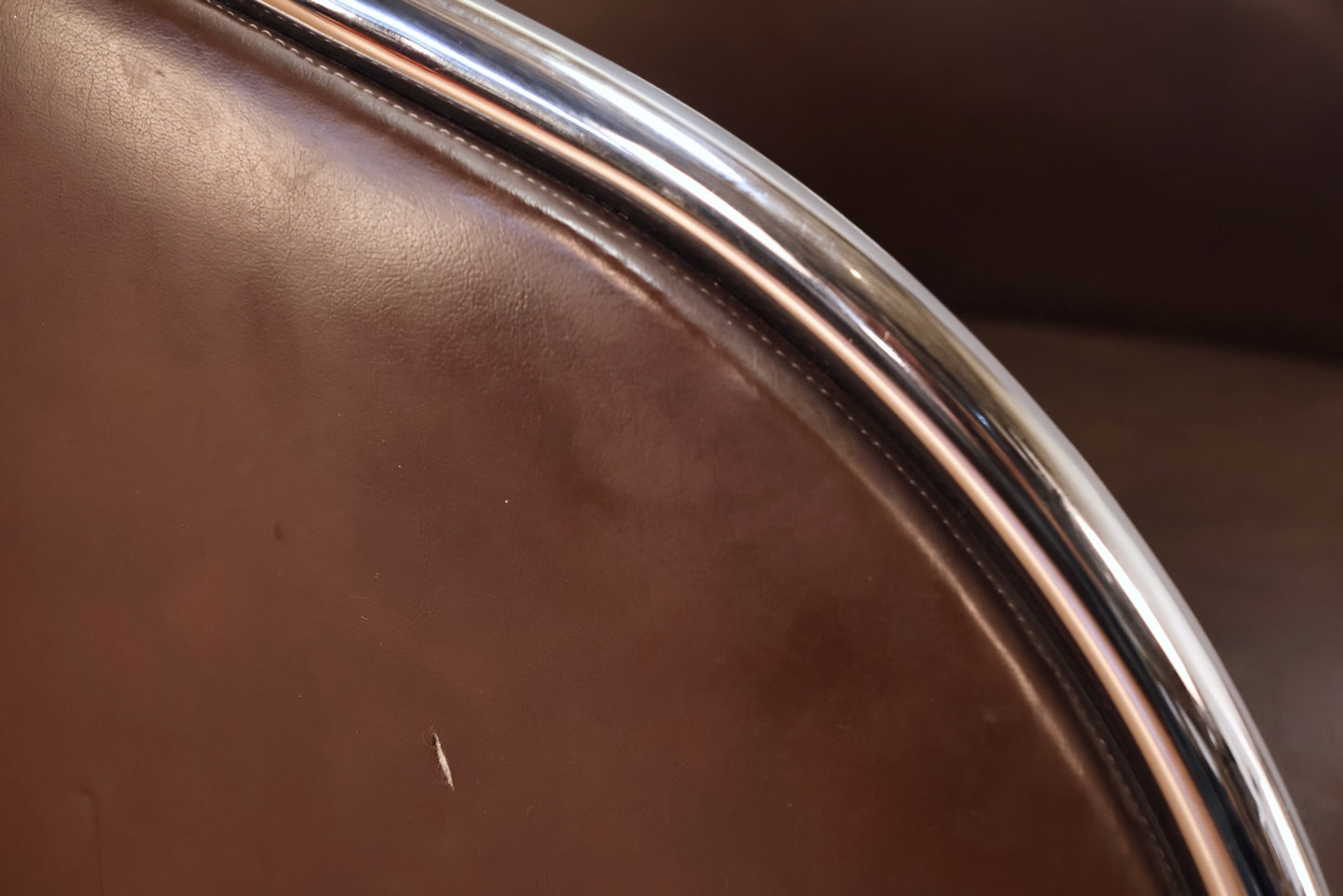 1970s Espresso Vinyl & Chrome Cantilever Chair - ONLINE ONLY