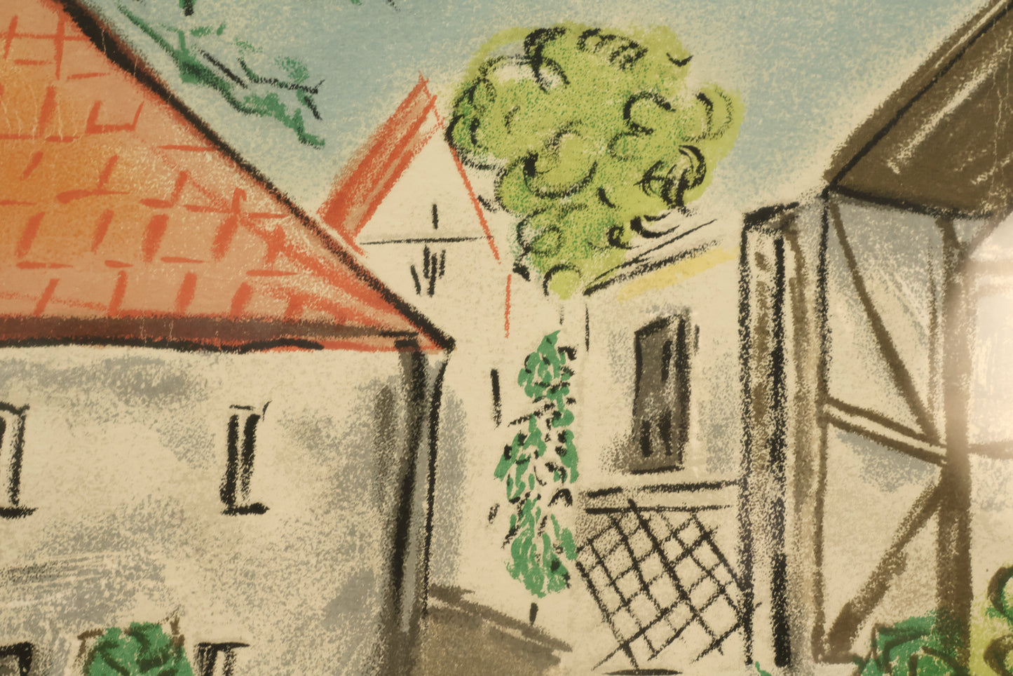 "Village Street" Lithograph