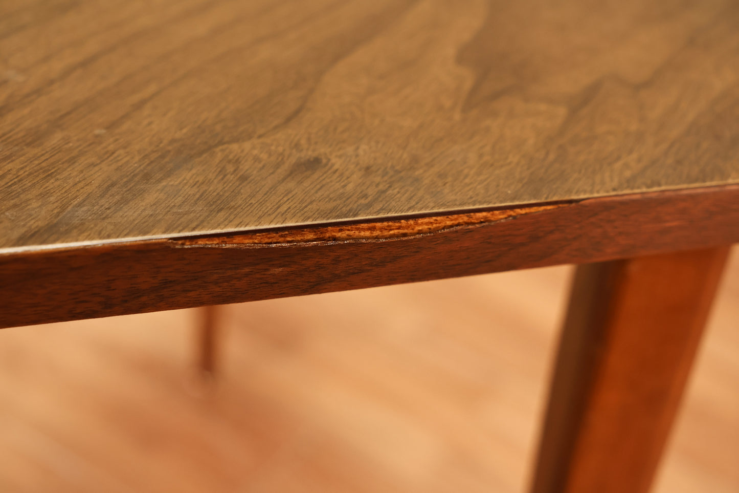Mid Century Walnut & Laminate Corner Table