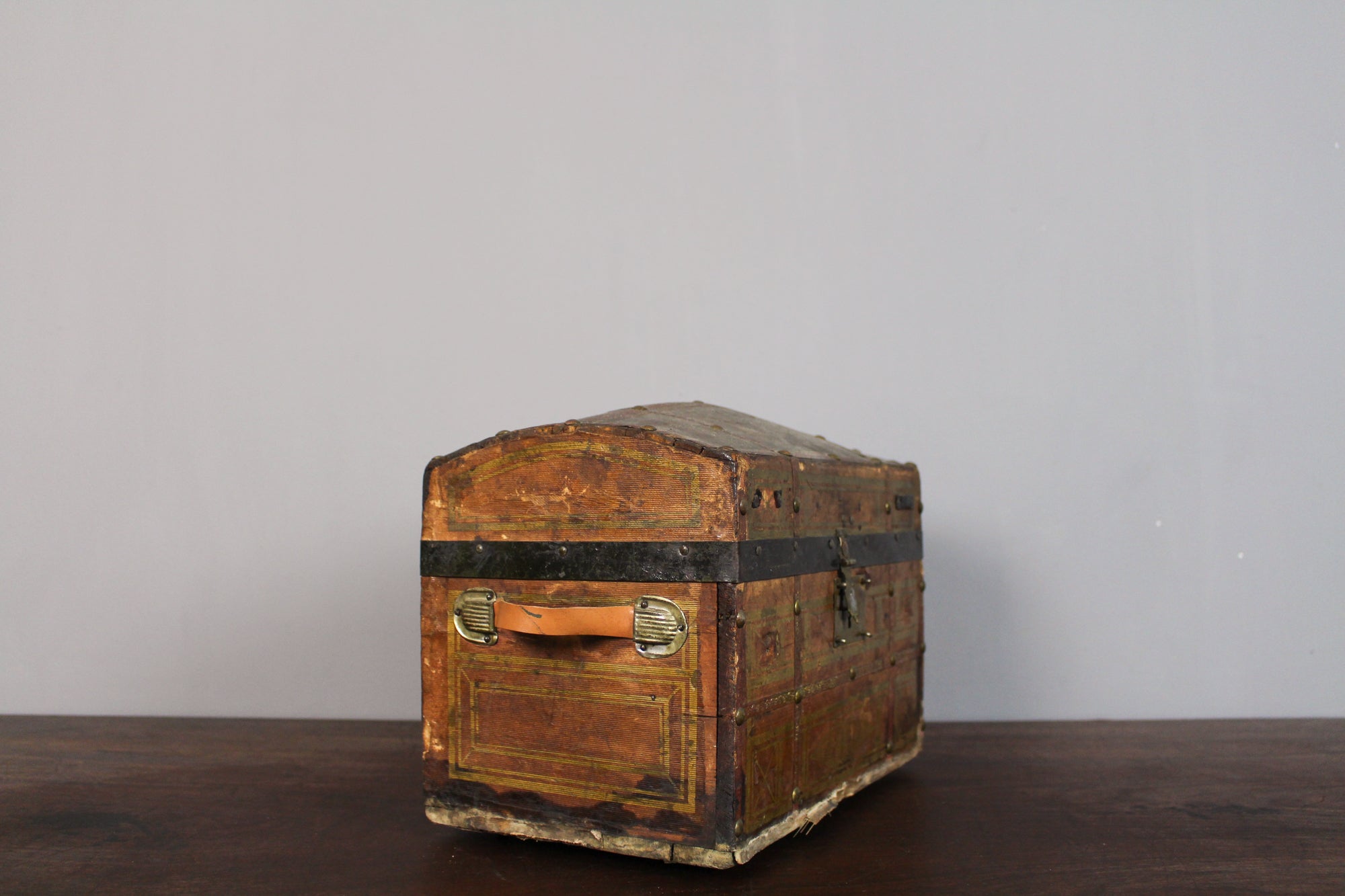 Store Antique Doll Steamer Trunk 1870s