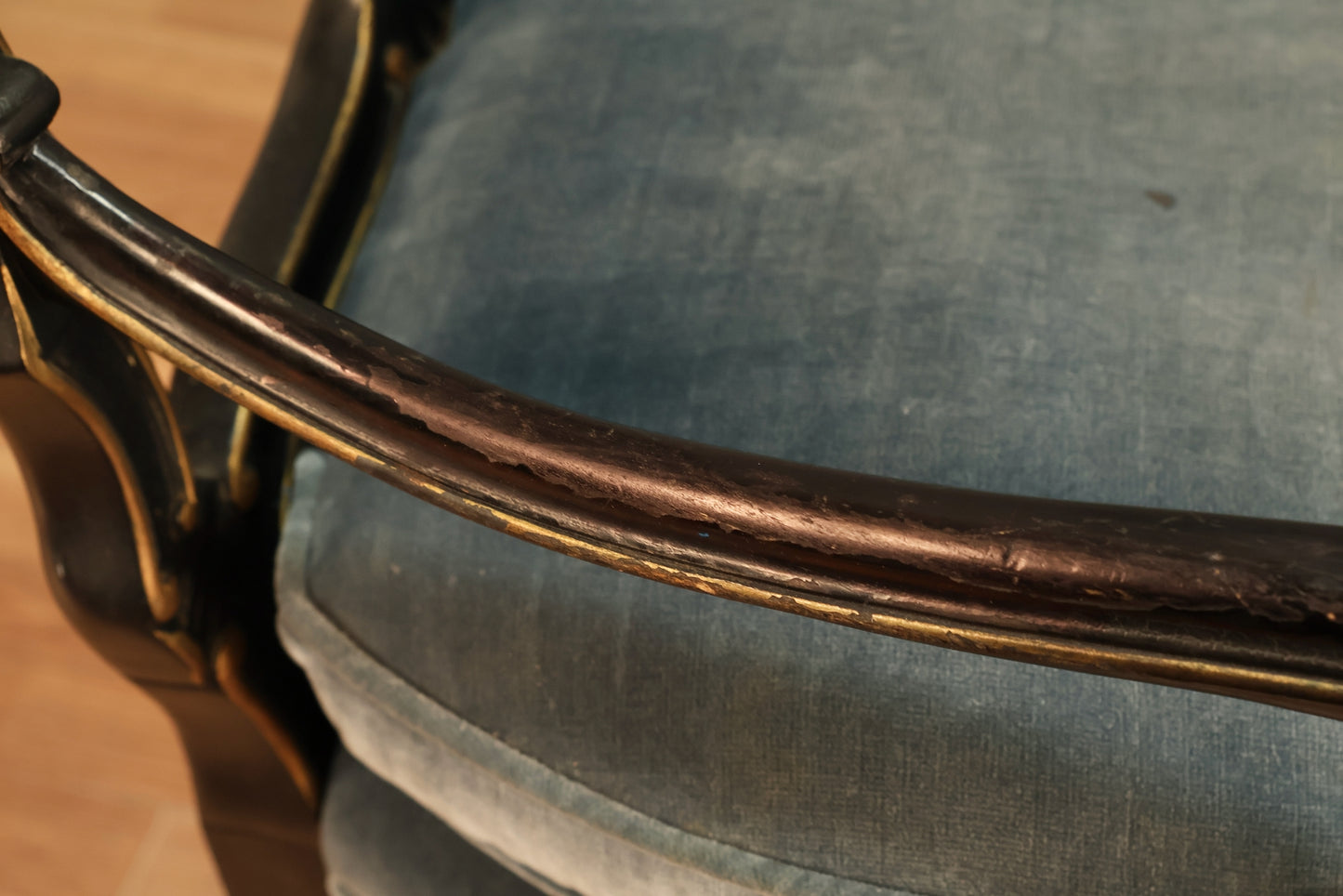 Regency Black & Blue Velveteen Armchair