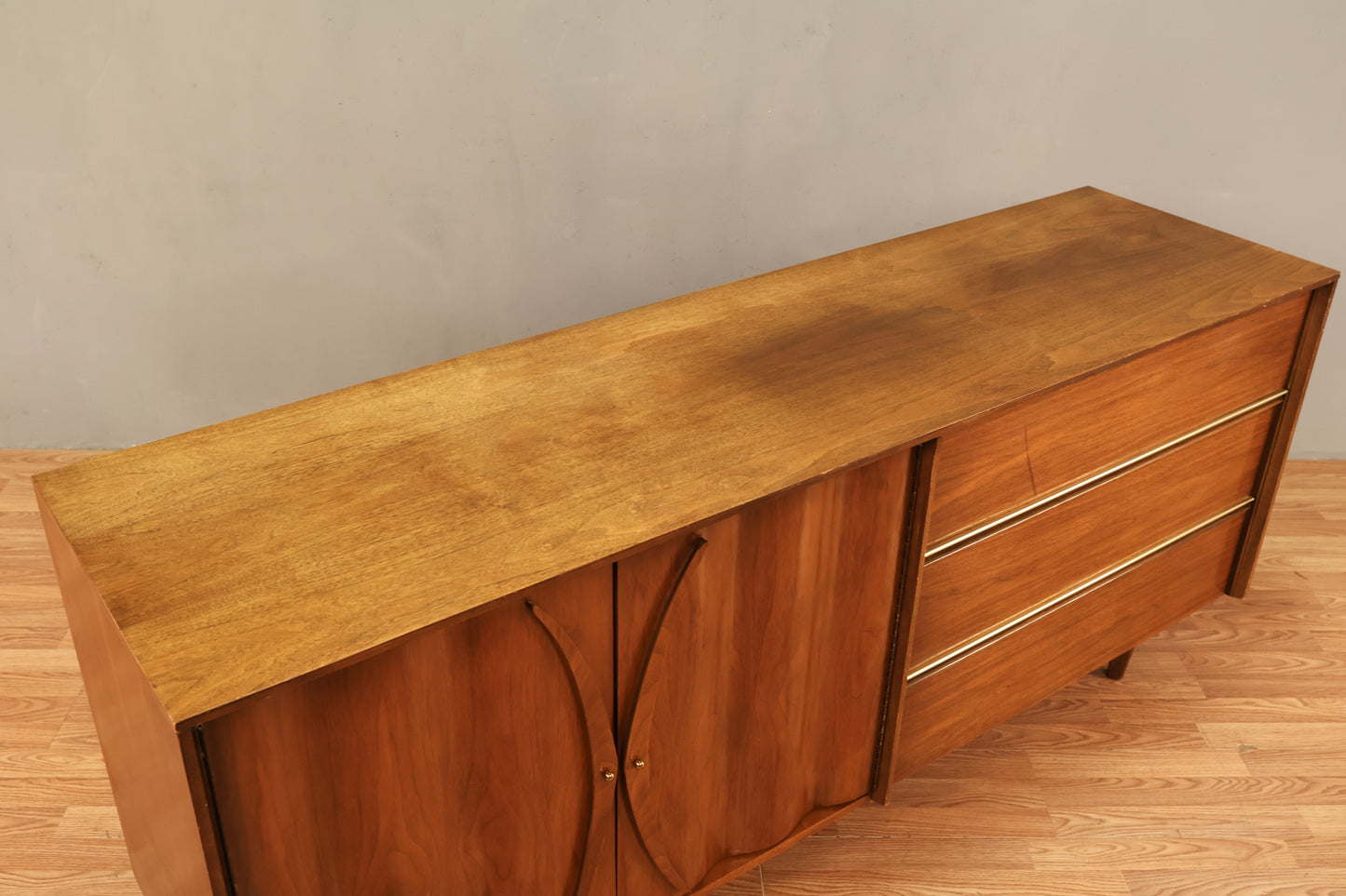 Bassett Sculptural Walnut 2-Door Credenza