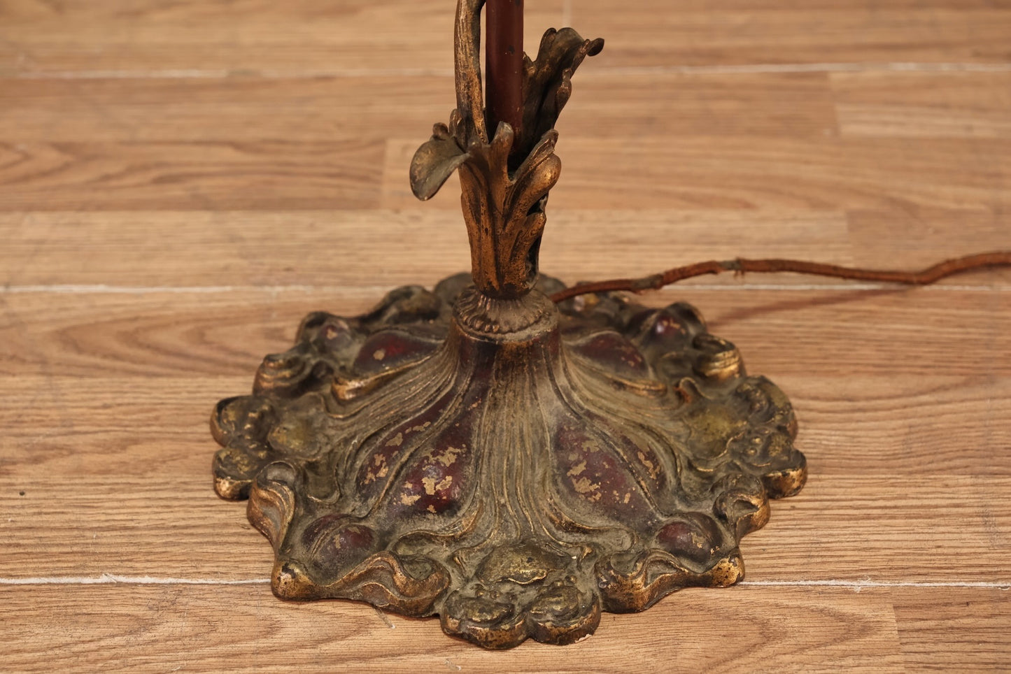 Antique Floral Tole Lamp - ONLINE ONLY