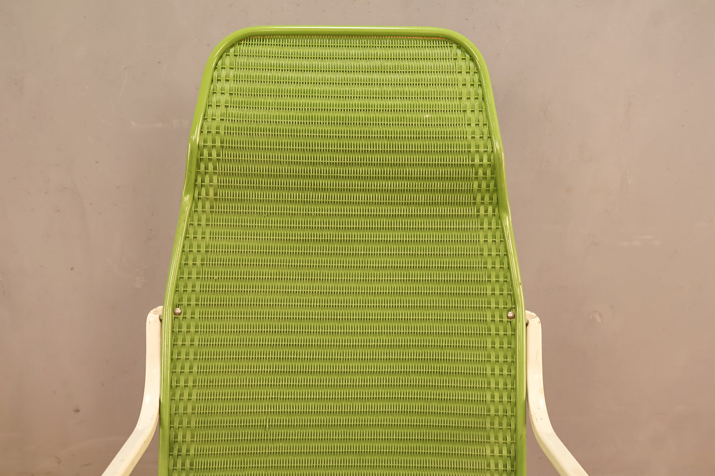 Highback Key Lime "Loom" Wicker Cantilever Armchair