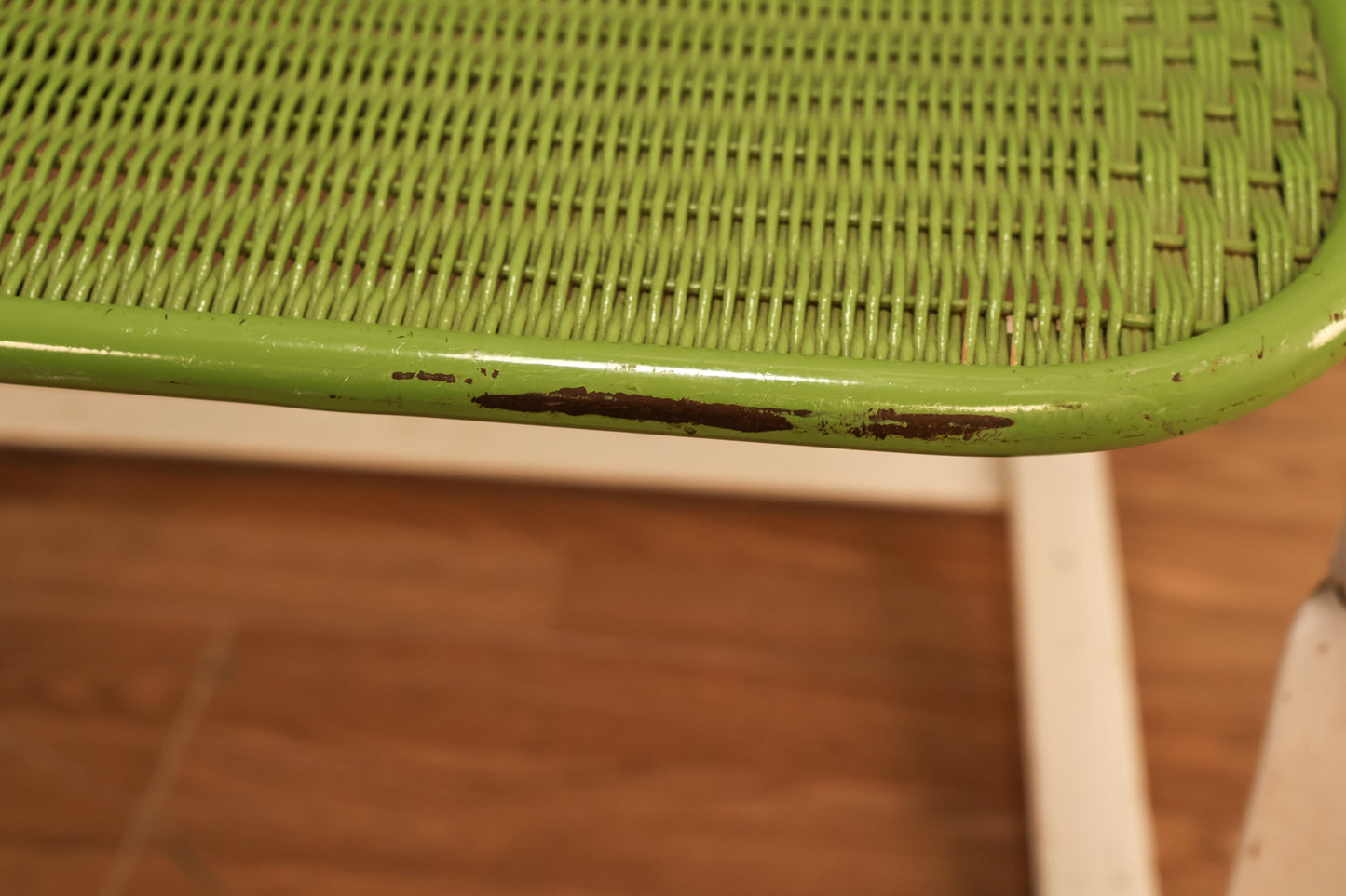 Highback Key Lime "Loom" Wicker Cantilever Armchair