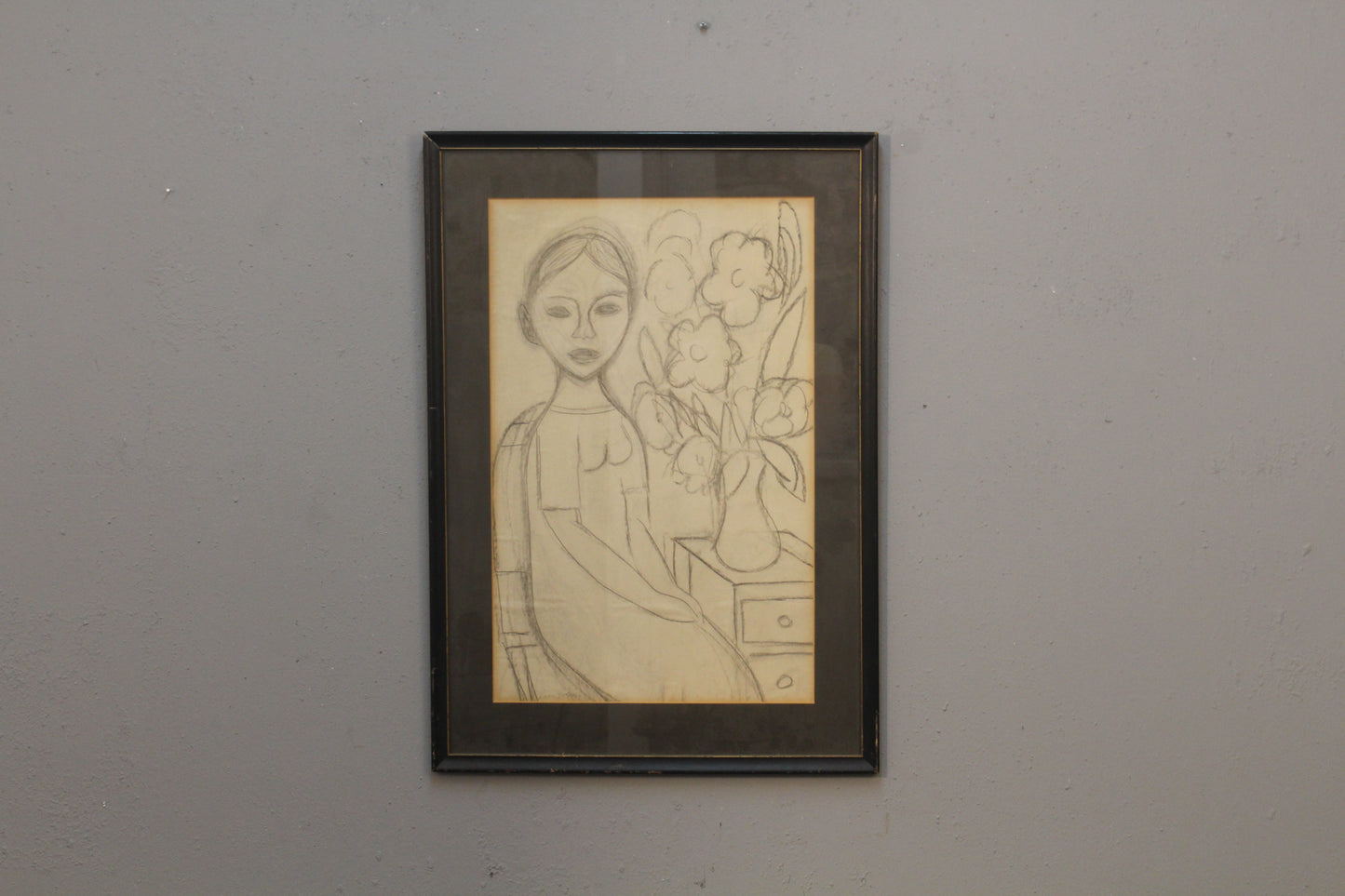 "Woman With Flowers" Juan Deprèy Drawing